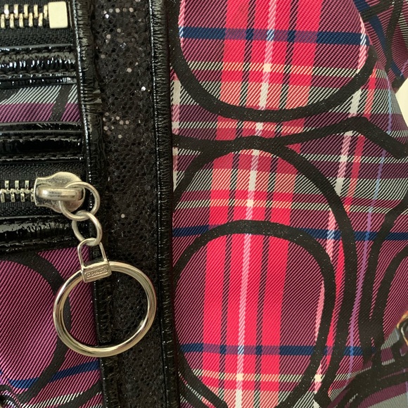 Vintage Plaid Coach Purse with Sparkly Black Handles - Picture 3 of 5